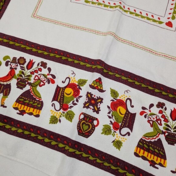 Linen Tablecloth Ukrainian Vintage Folk Art Graphic Image Illustration Slavic - Picture 4 of 8